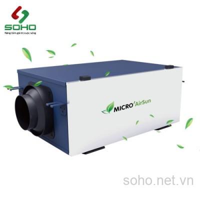 Hình ảnh bảng điều khiển và giao diện người dùng của máy lọc không khí AirSun Pro hiển thị các chế độ và chỉ số chất lượng không khí